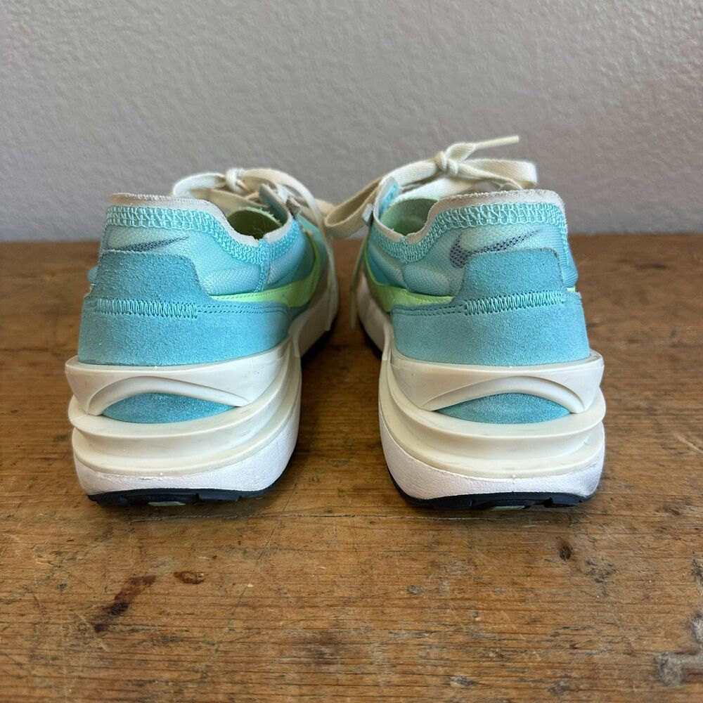 Nike Waffle One Sneakers in Aqua & Lime Suede Shoes Lace Up Trainers Women's 9 - Picture 6 of 11